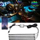 Smart USB Interior Car LED Strip Light with App Control,RGB Neon Atmosphere Lights, USB 5V Ambient Night Light Decorative Lamp, Multi Color Strip Light for Cars with Music and DIY Mode (RGB 72LEDs)