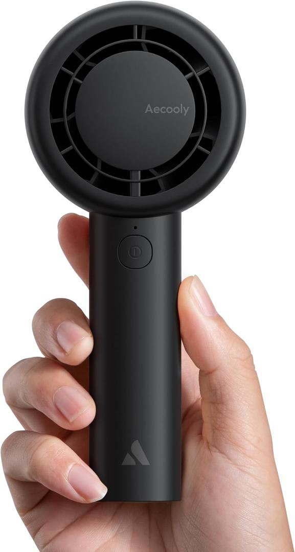Aecooly Portable Handheld Turbo Fan [16H Max Cooling Time], 5 Speeds USB Rechargeable Mini Personal Battery Operated Small Pocket Cooling Fan GIfts for Women, Travel, Home, Office, Beach, Lash -Black