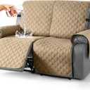 TAOCOCO 100% Waterproof Recliner Covers, Recliner Sofa Covers with Leg Straps, Reversible Recliner Couch Cover for Reclining Chair, Washable Couch Protector for Pets Kids(2 Seater, Camel)