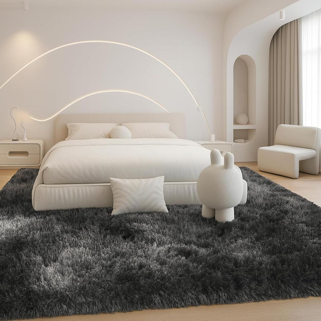 Mtandyx 8x10 Area Rugs Living Room, Large Plush Fluffy Bedroom Carpet, Non-Slip Upgraded Indoor Thick Soft Rug, Also Suitable for Home Decor Aesthetics, Kids Room and Dorm, Dark Grey 