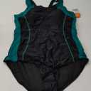 beautyin Women's One Piece Athletic Racerback Swimsuit Slimming Bathing Suit (XX-Large, Black Green)