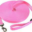 HIKISS Long Dog Leash Obedience Recall Training Agility Lead with Thickening Material for Large Dog - 15ft 20ft 30ft 50ft 100ft Training Leash(Pink)