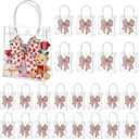 Tioncy 24 Pcs Valentine's Day Clear PVC Gift Bags with Handle Valentines Red Bow Plastic Goodie Candy Treat Tote Bags Valentines Day Coquette Bowknot Romantic Party Favor for Wedding Birthday Supplies