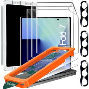 IMBZBK [Auto-Dust Removal] 3 Pack Screen Protector for Samsung Galaxy Z Fold 7, 3 Inside Flexible Film + 3 Front Tempered Glass + 3 Camera Lens Protector Accessories, Easy Installation