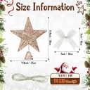 Sumind 9.8 x 11.8 Inch Christmas Star Tree Topper Glittered Star Metal Plug in Treetop Ornaments with Bow and 30 LED String Light for Christmas Tree Indoor Holiday Party Decoration(Champagne), 12 inches x 10 inches x 8 inches