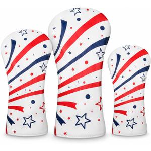 Golf Club Covers for Driver Fairway Woods & Hybrid, Leather Headcovers with Plush Lining, Long Neck Design Protection