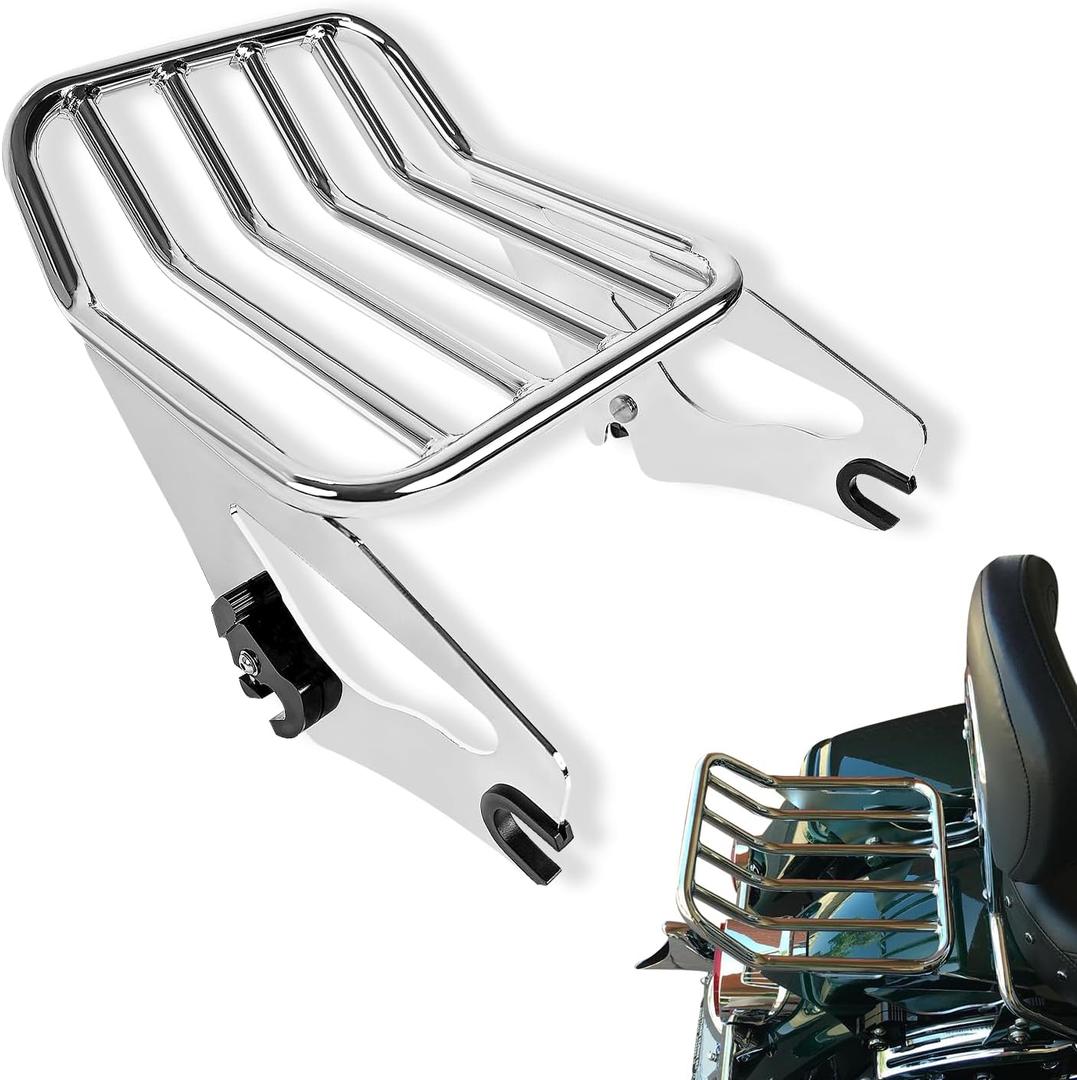 Detachable Two-Up Luggage Rack Mounting Rack Tour Pack Mount Compatible with 2009-2024 Harley Touring Road King Ultra CVO Limited Street Glide Road Glide Electra Glide Chrome
