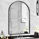 24" x 32" Black Arched Mirror, Arch Wall Mirror, Metal Frame Black Bathroom Mirror, Arched Top Bathroom Vanity Mirror for Living Room, Bedroom, Entryway, Tempered Glass, Shatter Proof