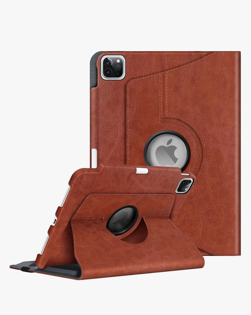 Fintie Rotating Case for iPad Pro 11-inch (4th / 3rd Generation) 2022/2021-360 Degree Swiveling Stand Cover w/Pencil Holder, Auto Sleep/Wake, Also Fit iPad Pro 11" 2nd/1st Gen, Vintage Brown