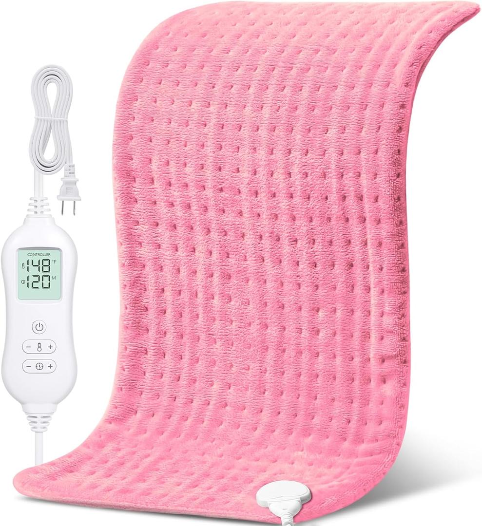 NOWWISH Heating Pad for Back Pain & Cramps Relief, Moist Heat Pad for Neck & Shoulder, Auto Shut Off, Machine Washable, Gifts for Women, 17"x33" Pink