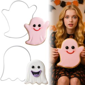 2 Pcs Extra Large 8" Halloween Cookie Cutters Including Giant Ghost Shaped Stainless Steel Mold Cutters for Halloween Holiday Baking