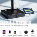 17.4In Tall Table Lamps for Bedroom Set of 2 - 3 Color Bedside Lamps with AC Outlets and USB Ports for Charging, white and Black Square Night Stand light, End DeskLamp for Living Room/Dorm/Office