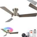 42" RGB Ceiling Fan with Light, Music Sync Smart Fan with Alexa/Google/App Control, Low Profile Flush Mount, 6-Speed Quiet DC Motor, 4 CCT Dimmable Lighting for Bedroom Living Room