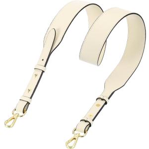 Uxcell PU Leather Purse Strap, 41.7"-45.3" Adjustable Crossbody Replacement Straps 1.5" Width for Handbags, Shoulder Bag (Cream, Gold Clasp)