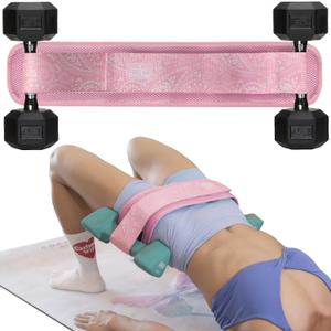 Hip Thrust Belt - Adjustable Fitness Belt for Dumbbells, Kettlebells, Weight Plates - Support Up to 100 lbs - Upgrade Slip-Resistant Pad for Safe and Comfortable Glute Workouts at Home or Gym (Pink)