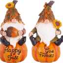 Topadorn Fall Gnomes Decor for Yard Outdoor Set of 2 with Pumpkin and Sunflower- for Thanksgiving and Halloween Home Garden Decorations
