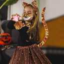 Tiger Costume with Brown Skirt,Halloween Costume for Girls,Tiger Ear and Tail Set Costume for Kids Multiple Layers of Brown Skirt for Adults Kids Girls