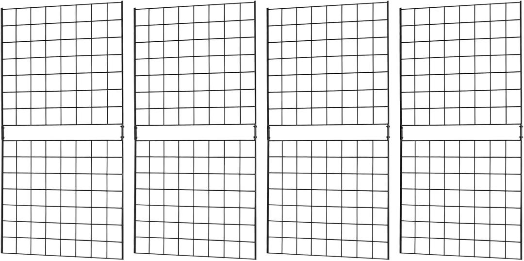 Grid Wall Commercial Grade Gridwall Panels Heavy Duty Grid Panel for Any Retail Display Wall Grid 2' Width x 4' Height, Black (Pack of 4) Easily Portable