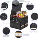 Trunk Storage Organizer with Lid, 35cm Small 36L Collapsible Car Trunk Organizer,Small Car Organizer Aluminium Handle, Car Accessories for Sedan Auto SUV Truck Minivan Road Emergency Black