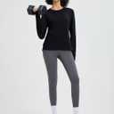 baleaf Women's Thermal Tops Long Sleeve Fleece Running Shirts Thumbhole Cold Weather Winter Gear Workout Base Layer (Large, Black)