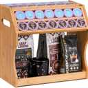 2-Tier K Cup Holder & Condiment Organizer, Bamboo Coffee Pod Organizer & Coffee Bar Accessory for Home or Office,Space-Saving Storage Rack with Handles