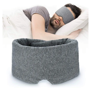 FRESHME Cotton Sleep Eye Mask for Women Men - 100% Blocking Light Travel Blindfold, Soft Zero Pressure Grey Eyes Cover with Adjustable Velcro Strap for Side Sleeper Night Sleeping, Work Nap and Yoga