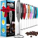 PowerLix Powerful Handheld Milk Frother With Stand Battery Operated Foam Maker Frother Wand For Coffee (Silver)