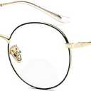 laureles Fashion Round Bifocal Reading Glasses Men Sun Photochromic Lens Metal Frame Transition Presbyopia Female (Black Gold, 0.00/+3.00 Magnification)