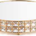 LemonRoad Crystal Cake Stand with Mirror, Gold Round, 14 Inch