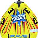 RAVE Sports Razor Inflatable Towable Tube, 1-2 Riders, Unique Skim-Fast Bottom Coating, Nylon Cover, Four Foam-Filled Reinforced Handles, Quick Connect Tow Point, Boat Tubes and Towables