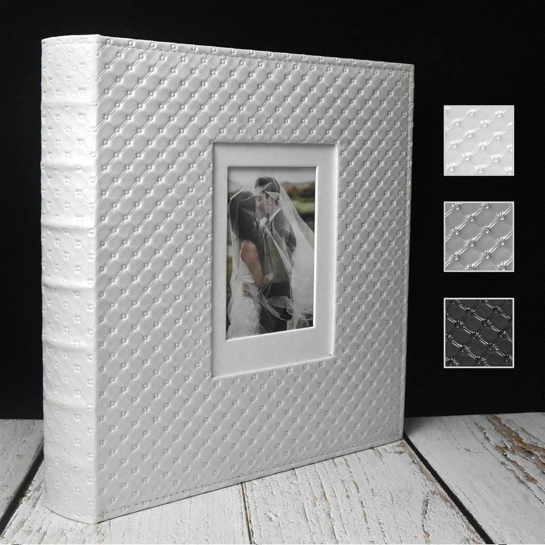 fazhongfa Photo Album E-Manny Photo Books for 4x6 Pictures Large Capacity Wedding Albums 500 Hold Photos for Family Couple Memories Book Birthday Anniversary Travel Foto Album Acid Free (White)