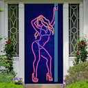 Neon Pole Dance Banner Backdrop Hot Show Hot Sexy Girl Dancing Theme Door Decor for Girls Bachelorette Bridal Shower Wedding Night Birthday Party Favors Decorations Supplies 35.4x72.8in-BECKTEN
