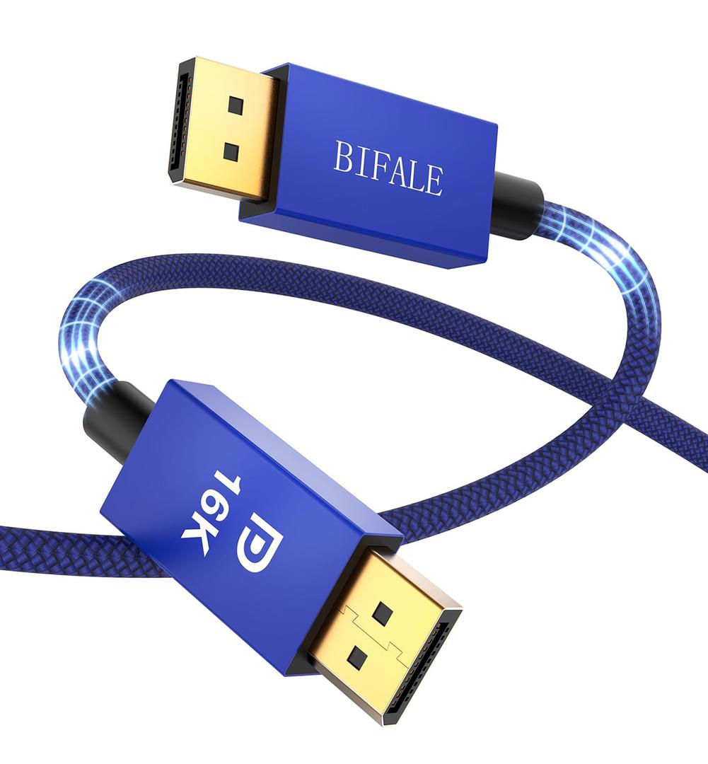BIFALE VESA Certified 10FT DisplayPort Cable 2.1, 16K DisplayPort Cable 2.0 Supports HDR, DSC 1.2a, 80Gbps,16K@60Hz, 8K@120Hz, 4K@240Hz / 165Hz / 144Hz, 2K@360Hz for FreeSync G-Sync Gaming Monitor