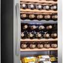 SCHMCK 33 Bottle Dual Zone Wine Cooler Refrigerator w/Lock - Large Freestanding Wine Cellar For Red, White, Champagne & Sparkling Wine - 41f-64f Digital Temperature Control Fridge Stainless Steel