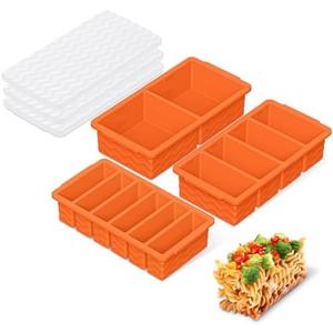 3-Pack Silicone Freezer Trays with Lid,2 Large 2-Cup(500ml)&4 Medium 1-Cup(125ml)&6 Small 1/2-Cup(75ml) Soup Freezer Container Molds,Ice Cube Tray For Meal Prep&Freezing Soup,Stews,Sauces