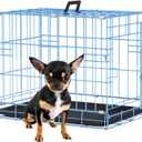 BestPet | Dog Crate | 18" | Blue | Foldable Metal Kennel with Single Doors, Secure Slide-Bolt Latches, Leakproof Tray | Portable Dog Cage for Small Breeds | for Travel, Indoor & Outdoor Use