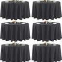 6 Pack Black Round Tablecloths, 120 Inch Stain Resistant and Wrinkle Polyester Fabric Washable Table Clothes Cover for Kitchen Dining, Wedding, Reception Banquet, Birthday Party, Buffet Restaurant