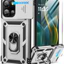 Taisairu for Motorola Moto G 2025/G 2026/G Play 2026 Case with Screen Protector & Slide Camera Lens Cover, Built-in Ring Stand Case for Moto G 2026/G 2025/G Play 2026 (Silver)