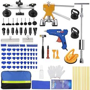 oranqran 161Pcs Car Dent Puller Kit, Body Repair Tools Paintless Dent Removal Tool with Adjustable Dent Lifter & Bridge Puller, Hail Damage Repair Kit for Car Refrigerator Door Ding  Gold