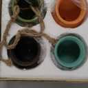 Yesland Ceramic Hanging Mini Flower Planters, Wall or Ceiling Mount - Dangling Container in Earth Tone Colored for Indoor Outdoor Decor - Set of 4