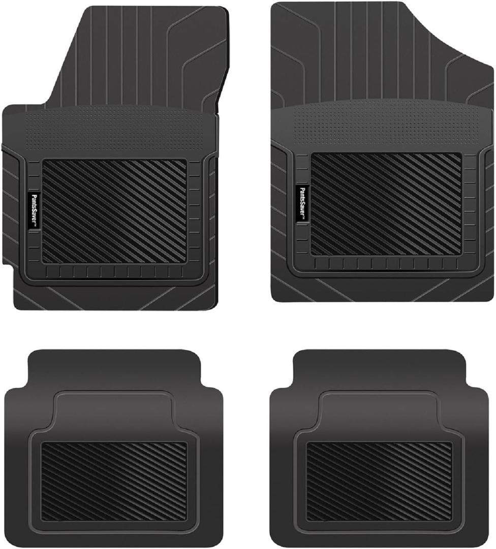 PantsSaver Custom Fit Floor Mats for KIA Rio 2022 All Weather Protection -4 Piece Set (Black)- High Raised Border Protection Great for Catching Spills