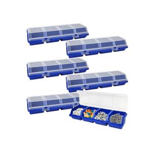 6Pcs Screw Organizers Storage Bins with Lids, Plastic Stackable Hardware Organizer Box for Garage Nails Craft Tool Organizing, Tool Cart Cabinet Workbench Drawers with Compartment Bolt Organizer, Blue