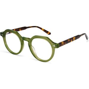 Dollger Blue Light Blocking Glasses For Woman Men Thick Frame Round Non-Prescription Glasses, For Computer Work Gaming, (Leopard)