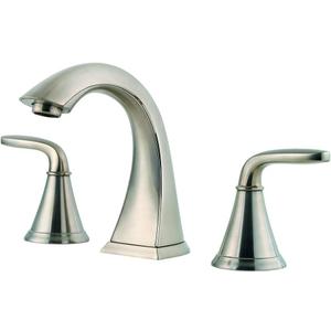 Pfister Pasadena 8 inch Widespread 3 Hole Bathroom Sink Faucet with 2 Handles, Brushed Nickel Finish, Push & Seal Drain, Water-Efficient WaterSense Certified LF049PDKK