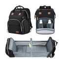 DERJUNSTAR Baby Diaper Bag Backpack, Diaper Changing Station, Baby Bags for Boys Girls, Waterproof Changing Pad, USB Charging Port, Pacifier Case, Sunshade and Toy Bar, (Diamond Black)