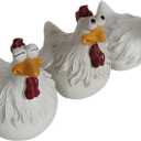 coolboy Chicken Fence Decoration Funny Farm Sculpture Chicken Decorations for Home Garden Stairs,Farm,Patio,Backyard,Resin Craft Chicken Wiht Garden Figurine Statue,3 Chickens a Set