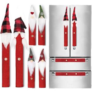 Christmas Refrigerator Handle Covers Set of 8 Kitchen Appliance Handle Covers for Kitchen Refrigerator Microwave Oven Dishwasher Decors, Xmas Indoor Dcor, Xmas Home Decorations Party Favor Supplies