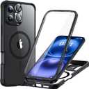 ESR for iPhone 16 Plus Case, Compatible with MagSafe, Full-Body Military-Grade Drop Proof Case with Built-in 9H+ Tempered Glass Screen Protector, Armor Series, Clear Black