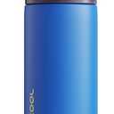 Insulated Water Bottle with Straw - Encool Stainless Steel Water Bottle with Push Button Lid, Leak-Proof & BPA-Free, Keeps Cold for 24 Hours for Sports, Travel, Gym (18 oz, Sapphire)