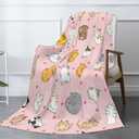 Cute Cat Throw Blanket Cozy Fluffy Plush Blanket Soft Flannel Throw Blanket for Kids Men Women Gift Sofa Bed Couch 80"x60" (10)